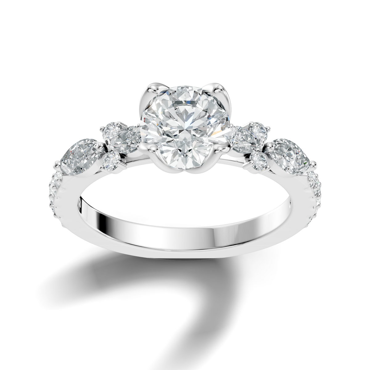 1.66CT Round, Marquise and Pear Cut Top Grade Diamond Minimalist Dainty Stunning Party Wear Ring - HIGHCARAT DIAMONDS