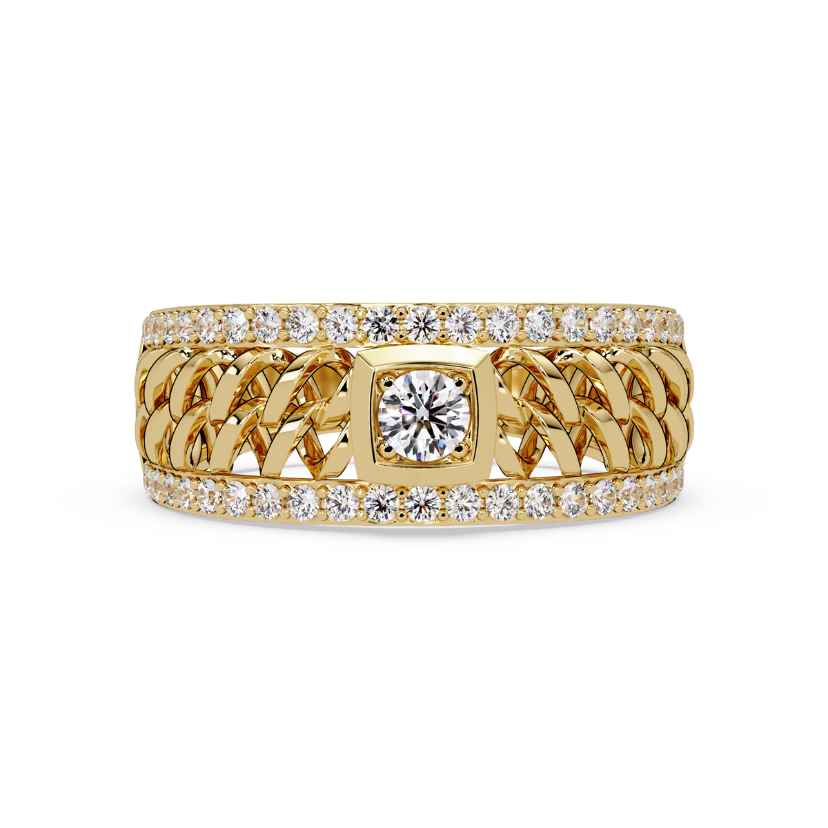 Round Cut Lab Grown Diamond Chain Link Open Weave Diamond Band - HIGHCARAT DIAMONDS