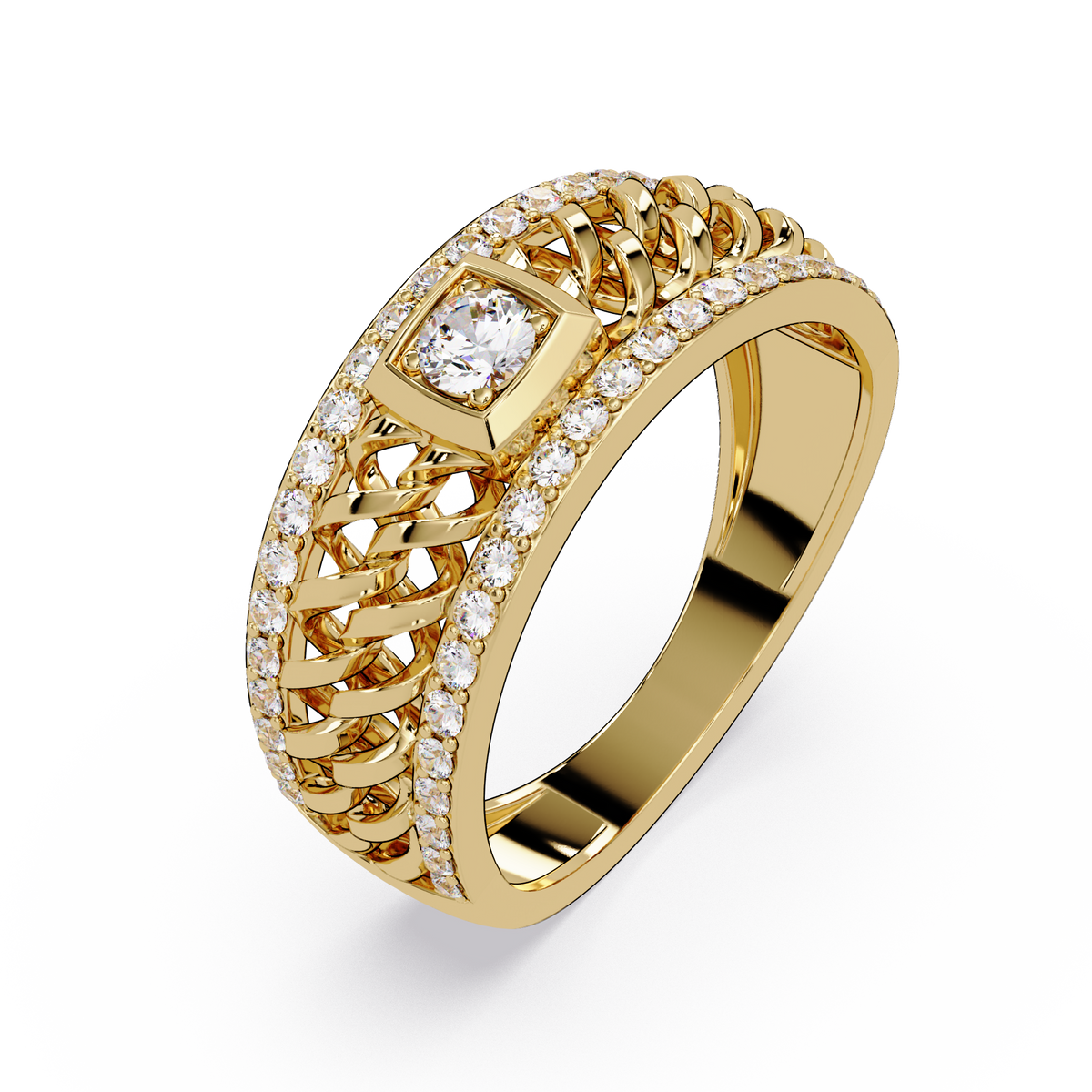 Round Cut Lab Grown Diamond Chain Link Open Weave Diamond Band - HIGHCARAT DIAMONDS