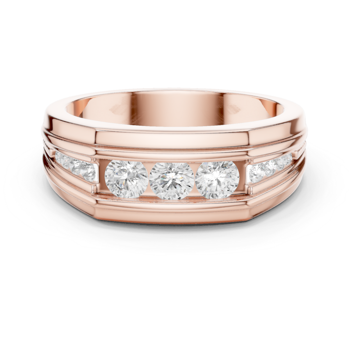 Round Shape Natural & Lab Grown 18k Solid White Gold Classic Style Diamond  Ring For Men - HIGHCARAT DIAMONDS