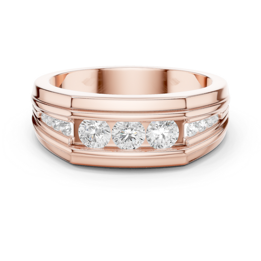 Round Shape Natural & Lab Grown 18k Solid White Gold Classic Style Diamond  Ring For Men - HIGHCARAT DIAMONDS