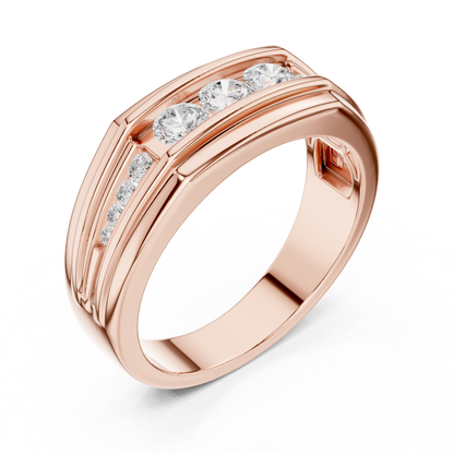 Round Shape Natural & Lab Grown 18k Solid White Gold Classic Style Diamond  Ring For Men - HIGHCARAT DIAMONDS