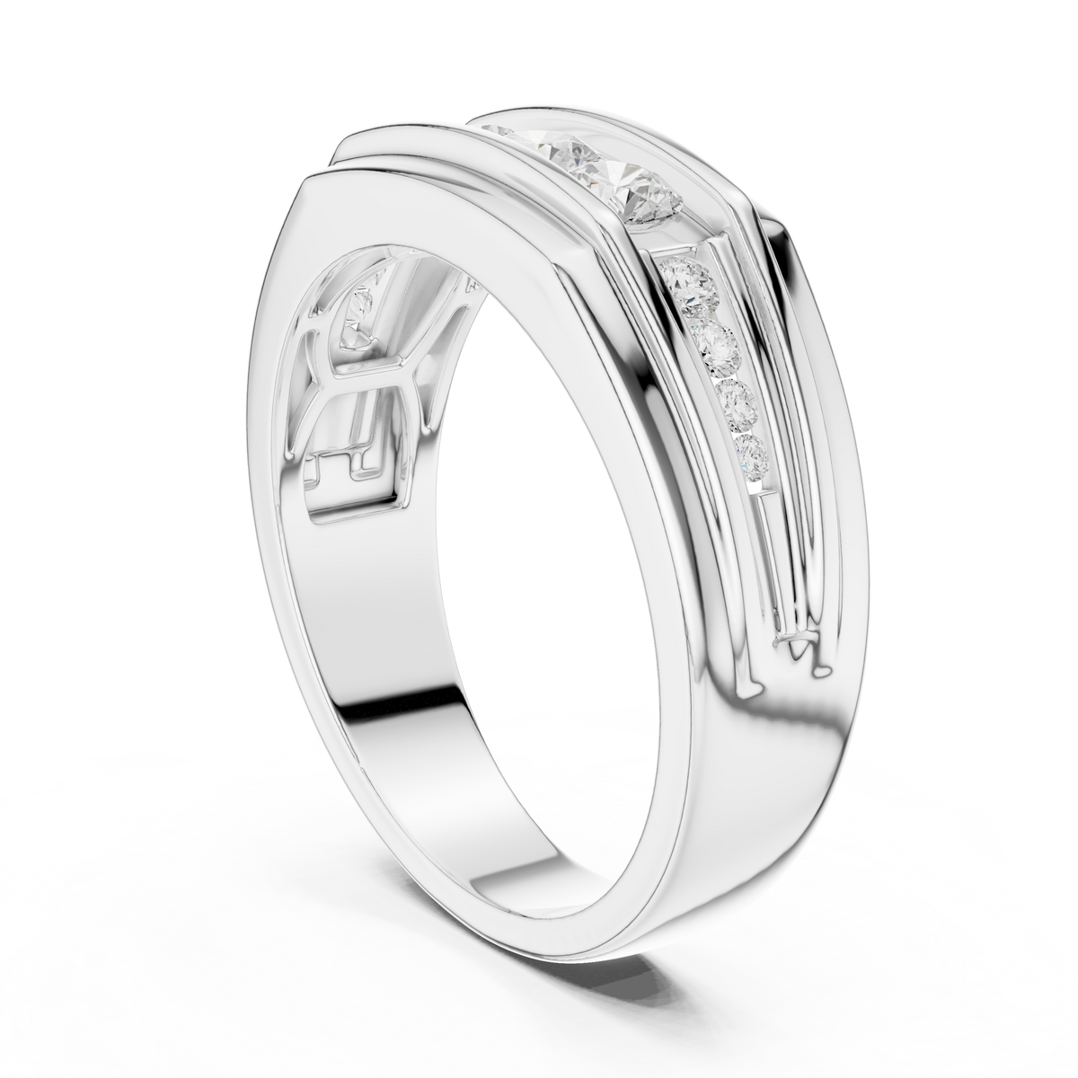 Round Shape Natural & Lab Grown 18k Solid White Gold Classic Style Diamond  Ring For Men - HIGHCARAT DIAMONDS