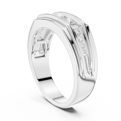 Round Shape Natural & Lab Grown 18k Solid White Gold Classic Style Diamond  Ring For Men - HIGHCARAT DIAMONDS