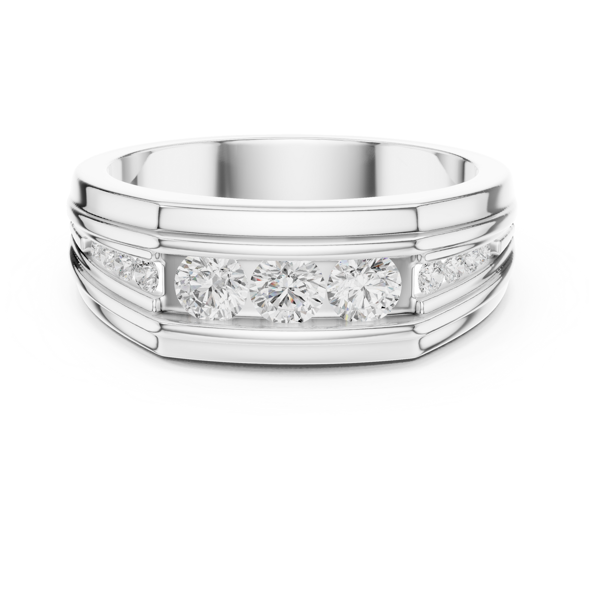 Round Shape Natural & Lab Grown 18k Solid White Gold Classic Style Diamond  Ring For Men - HIGHCARAT DIAMONDS