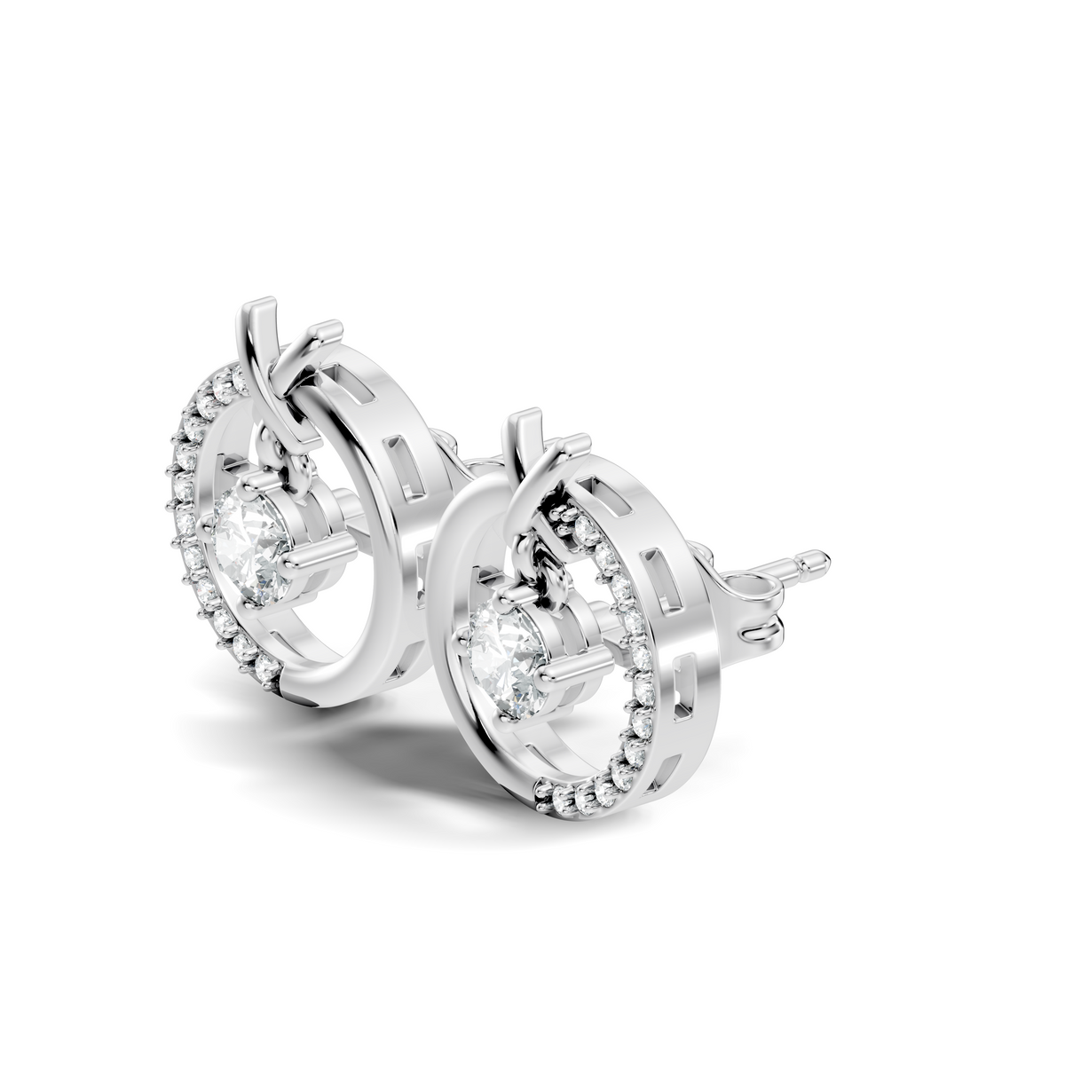 Elegant Colorless Lab-Grown Diamond Earrings in White Gold Minimalist Design - HIGHCARAT DIAMONDS