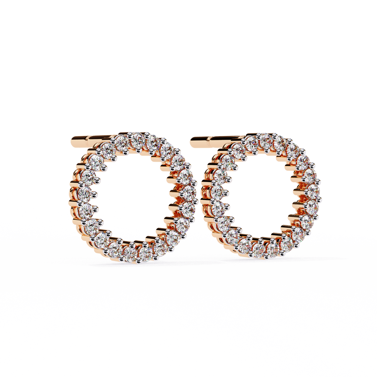 Round Cut Lab Grown Diamond Circle Shape Antique Delicate Prong Set Bridesmaid Stud Earring Gift For Women's - HIGHCARAT DIAMONDS