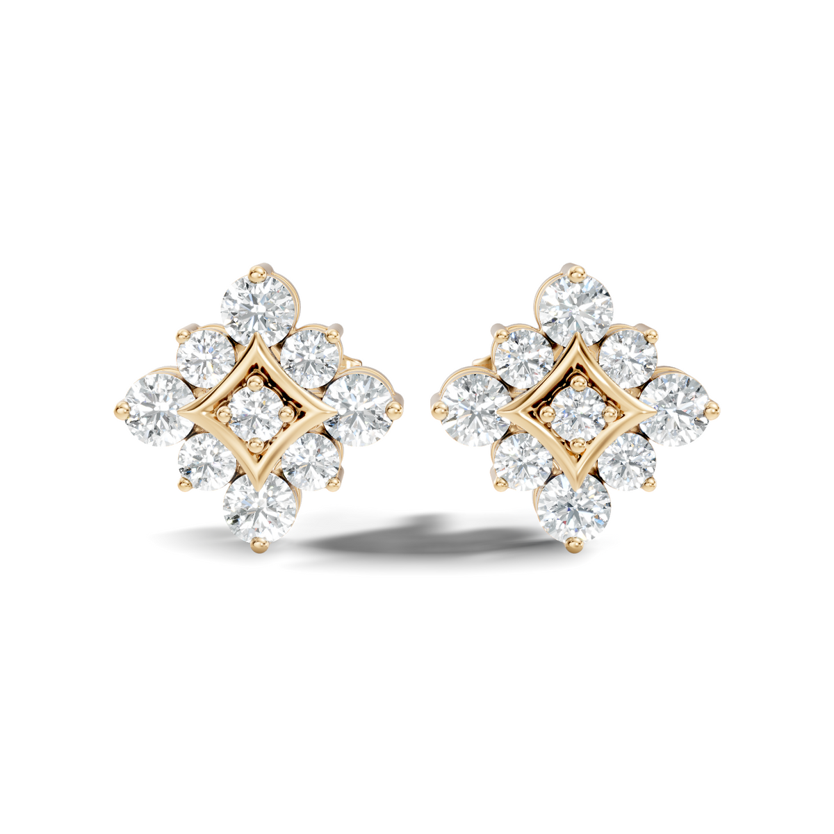 Round Shape Shinning Elegance 18k Solid Rose Gold Lab Grown & Natural Diamond Earrings For Her - HIGHCARAT DIAMONDS