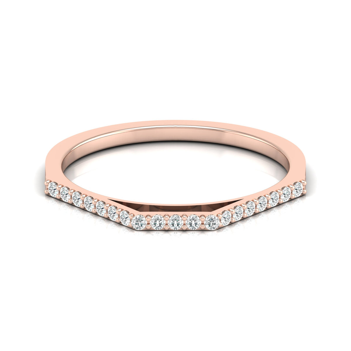 Rose gold curved lab diamond band with slim contour design