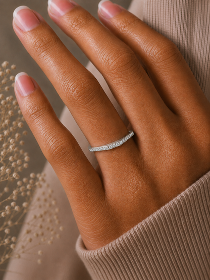 Round Cut Lab Grown Diamond Curved Wedding Band - HIGHCARAT DIAMONDS