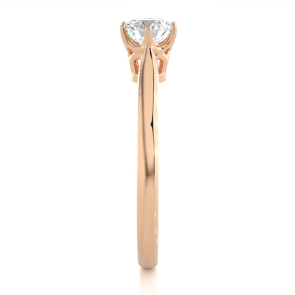 Round shape diamond ring with classic engagement setting