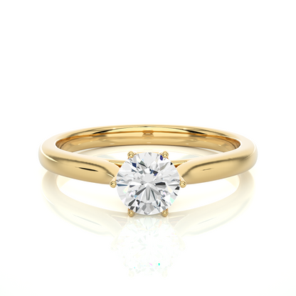 Round Cut Lab Grown Diamond Engagement Ring with polished band design