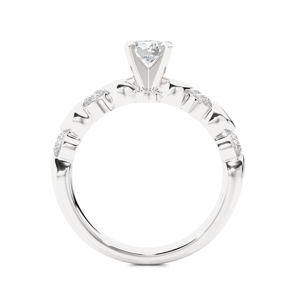 full side view on round lab grown diamond ring