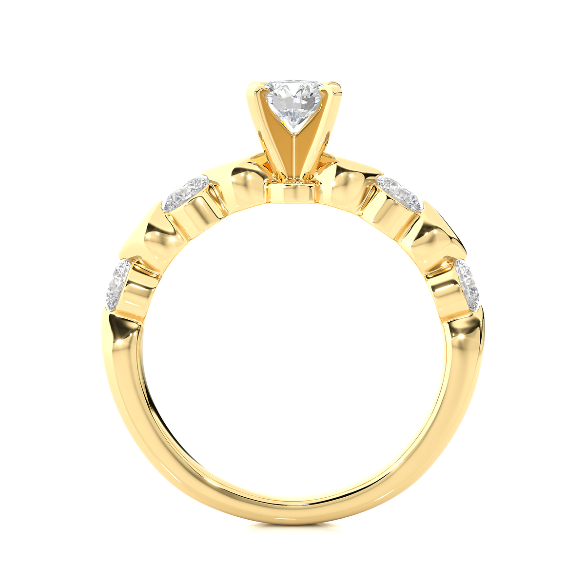 round lab grown diamond ring in yellow gold