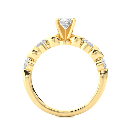 round lab grown diamond ring in yellow gold