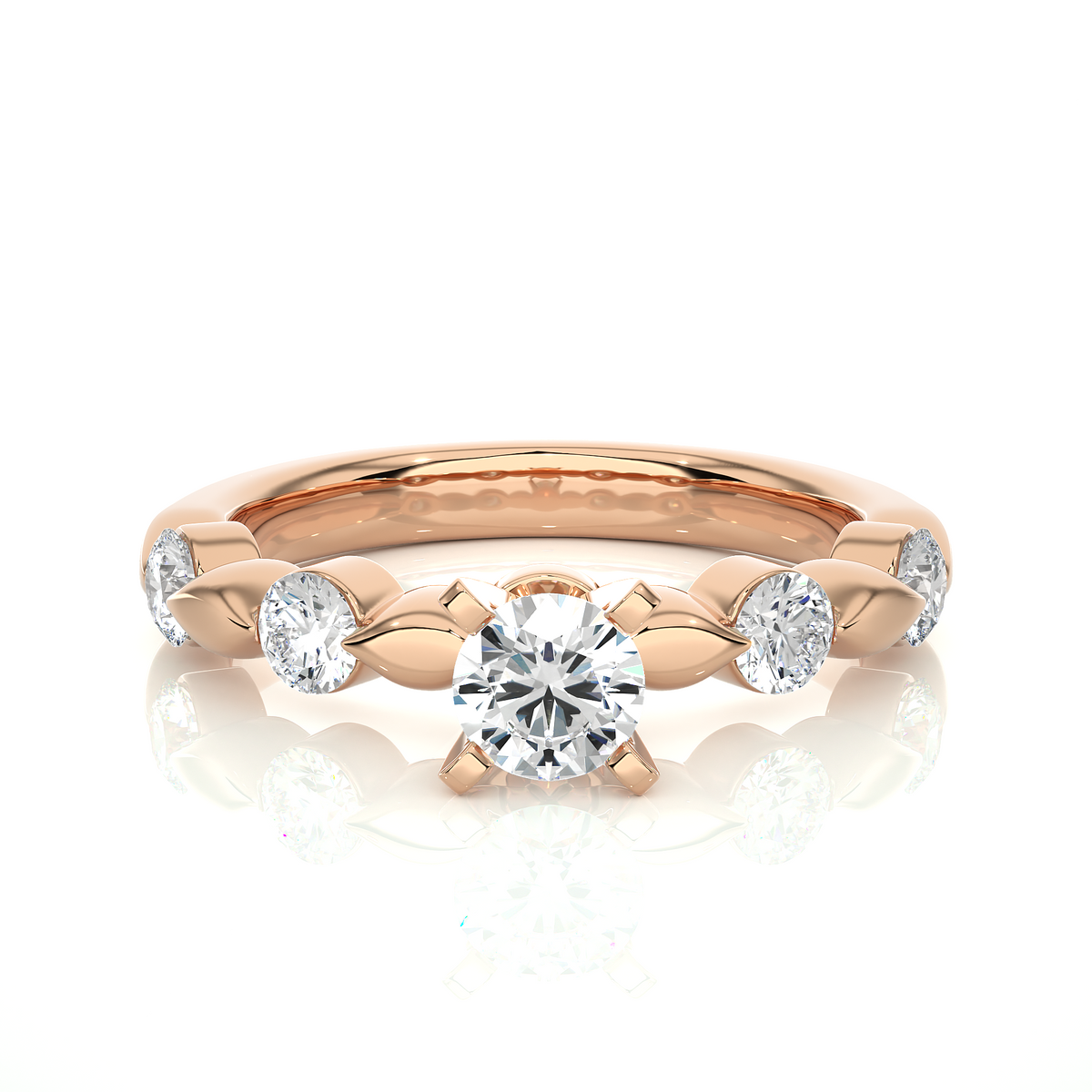front view of round lab grown diamond ring