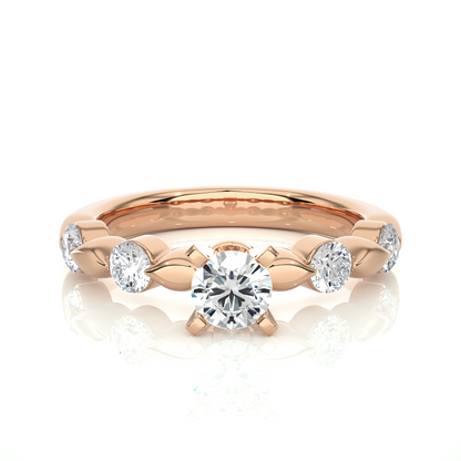 front view of round lab grown diamond ring