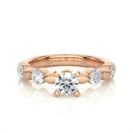 front view of round lab grown diamond ring