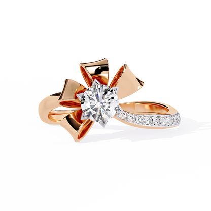 Modern floral engagement ring with round brilliant center diamond