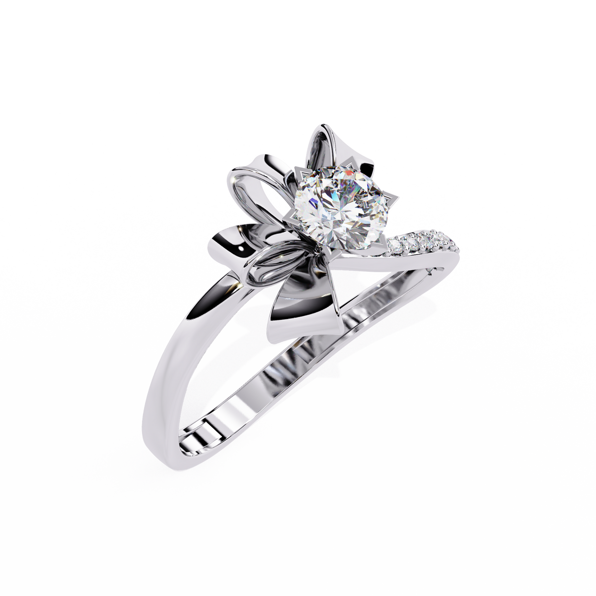 Round Cut Top Grade Lab Grown Diamond 18k Solid White Gold Art Deco Stunning Promise Ring Gift For Her - HIGHCARAT DIAMONDS