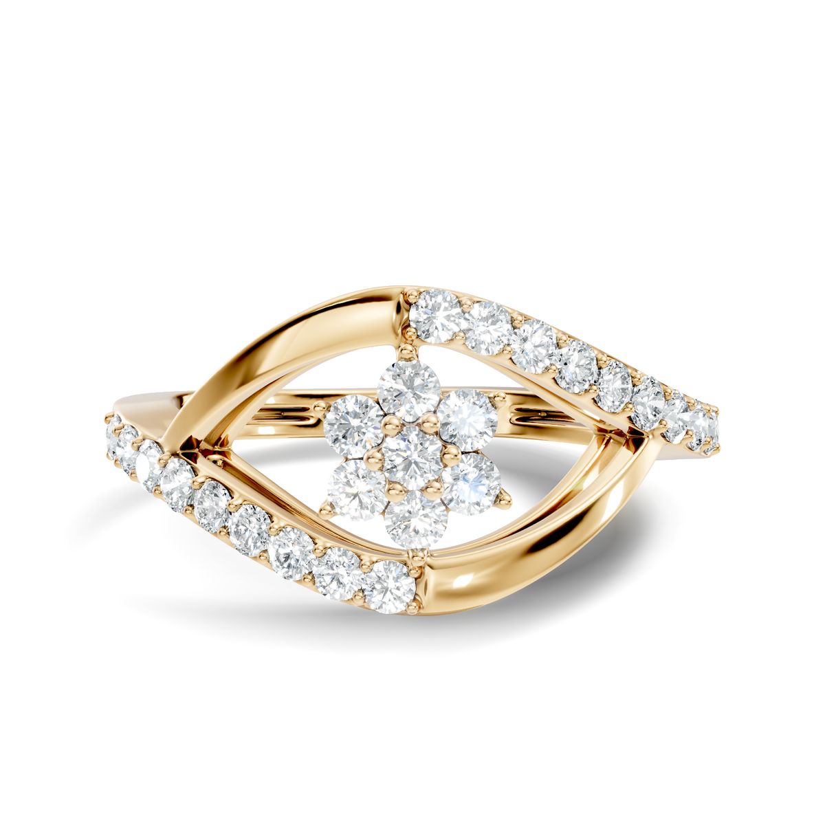 Round Cut Top-Grade Diamond Unique Flower Shape Dainty Prong Set Engagement Ring For Women's - HIGHCARAT DIAMONDS