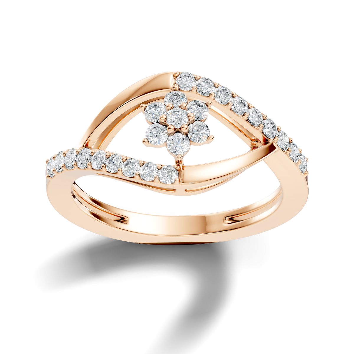 Round Cut Top-Grade Diamond Unique Flower Shape Dainty Prong Set Engagement Ring For Women's - HIGHCARAT DIAMONDS