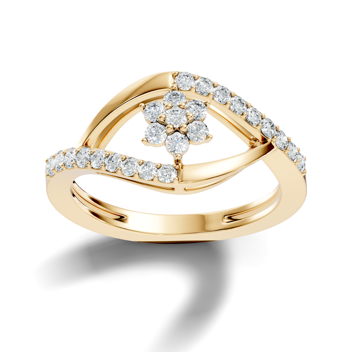 Round Cut Top-Grade Diamond Unique Flower Shape Dainty Prong Set Engagement Ring For Women's - HIGHCARAT DIAMONDS