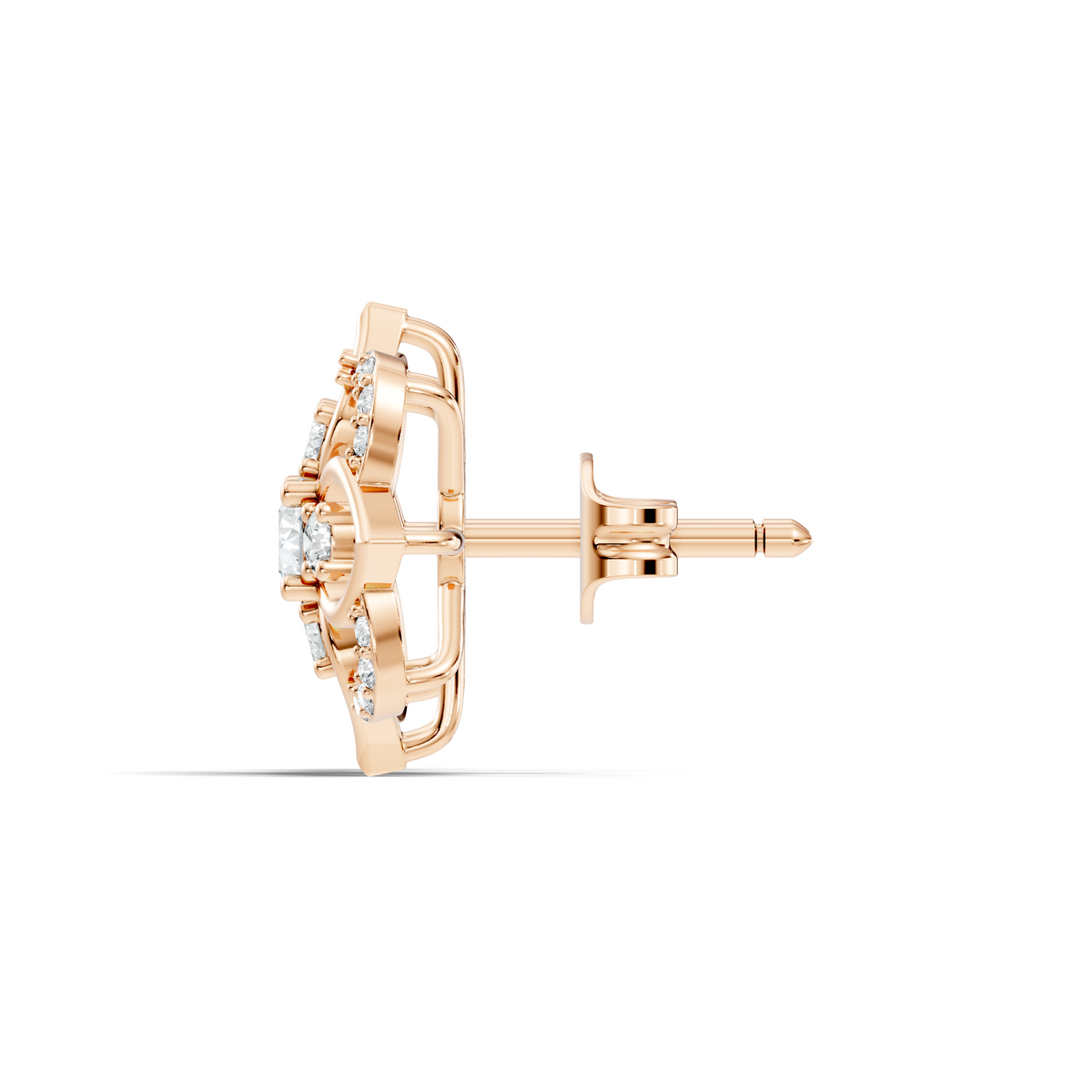Round Shape Labgrown Diamond Stud Earring For Her In 14K Solid Rose Gold - HIGHCARAT DIAMONDS