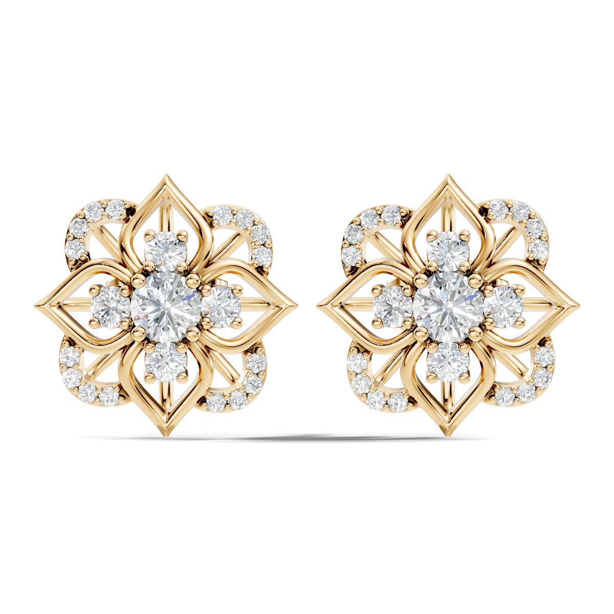 Round Shape Labgrown Diamond Stud Earring For Her In 14K Solid Rose Gold - HIGHCARAT DIAMONDS