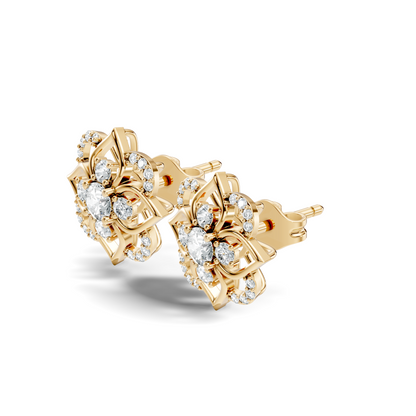 Round Shape Labgrown Diamond Stud Earring For Her In 14K Solid Rose Gold - HIGHCARAT DIAMONDS