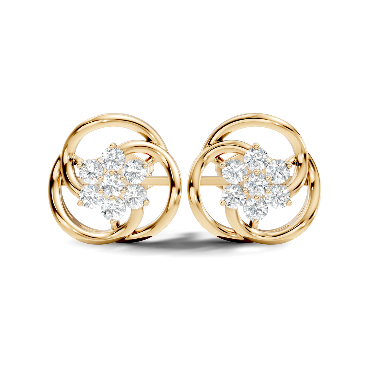 Round Shape Lab Gown & Natural Diamond Affordable Stunning Sparkling Diamond Earrings For Anniversary Gift - HIGHCARAT DIAMONDS