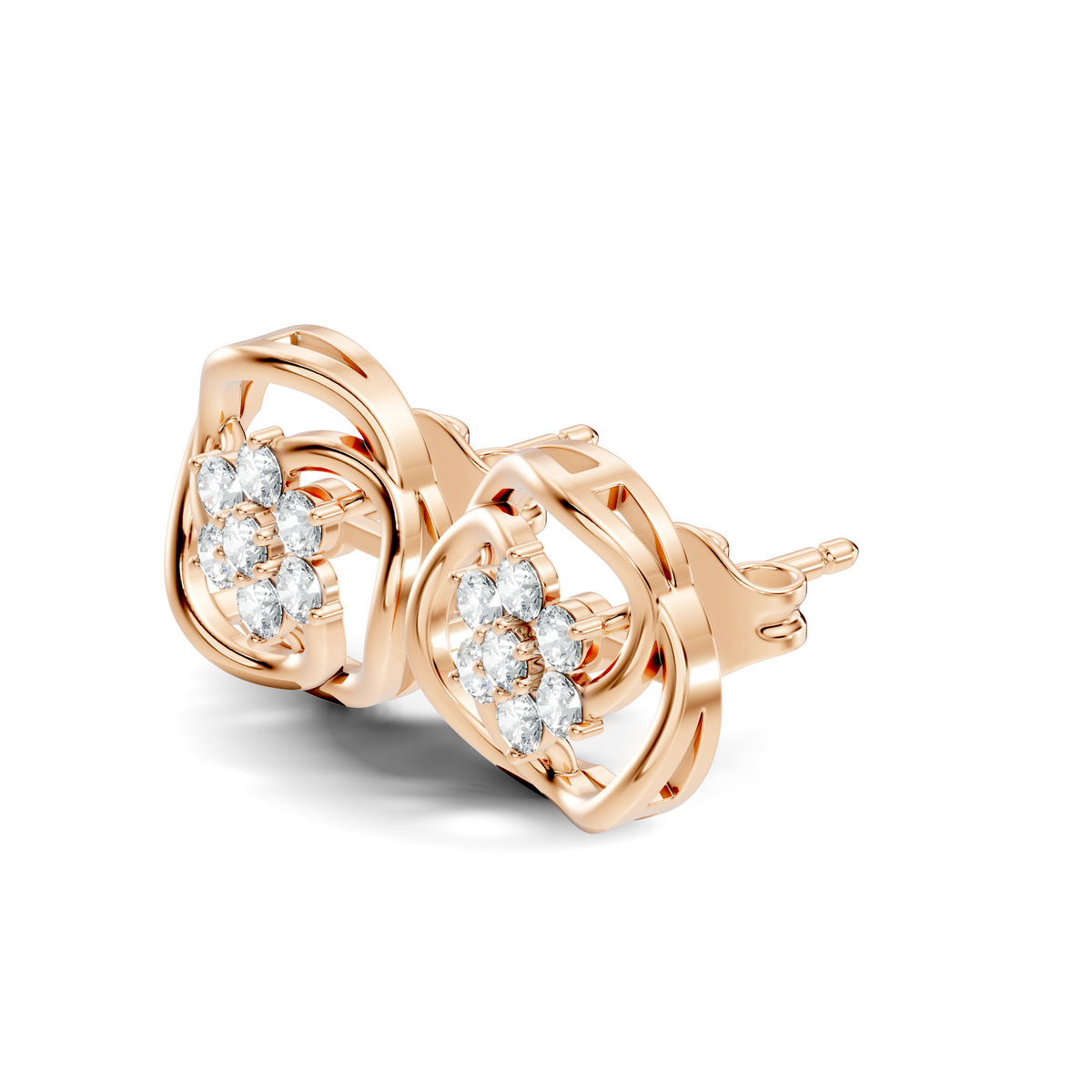 Round Shape Lab Gown & Natural Diamond Affordable Stunning Sparkling Diamond Earrings For Anniversary Gift - HIGHCARAT DIAMONDS