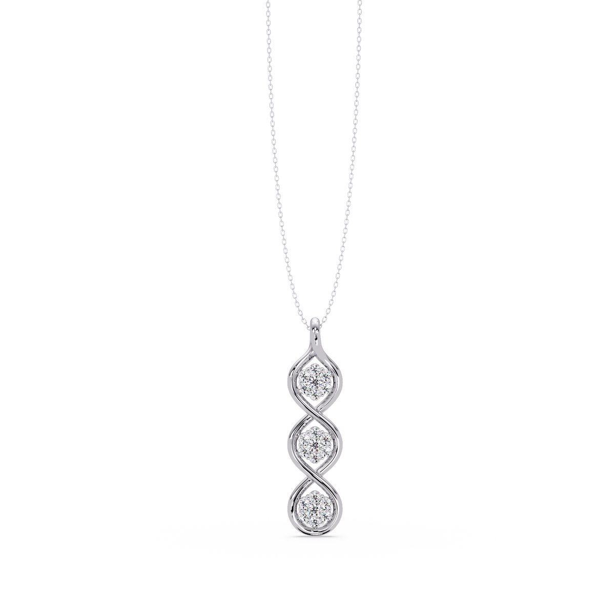 Round Cut Lab Grown Diamond Floral Prong Set Rose Gold Pendant - HIGHCARAT DIAMONDS