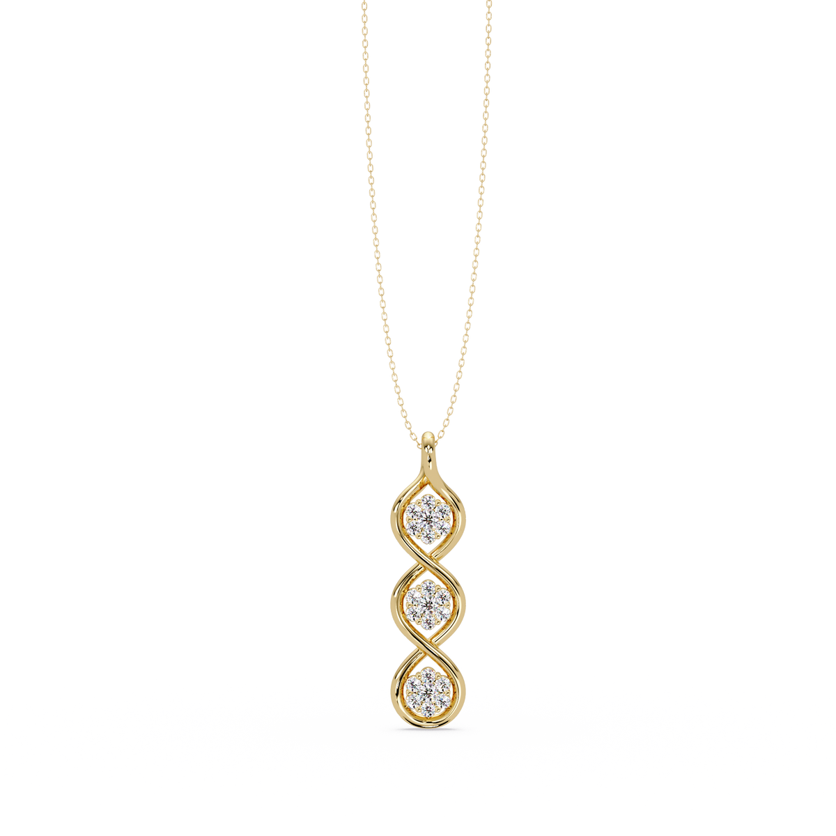 Round Cut Lab Grown Diamond Floral Prong Set Rose Gold Pendant - HIGHCARAT DIAMONDS