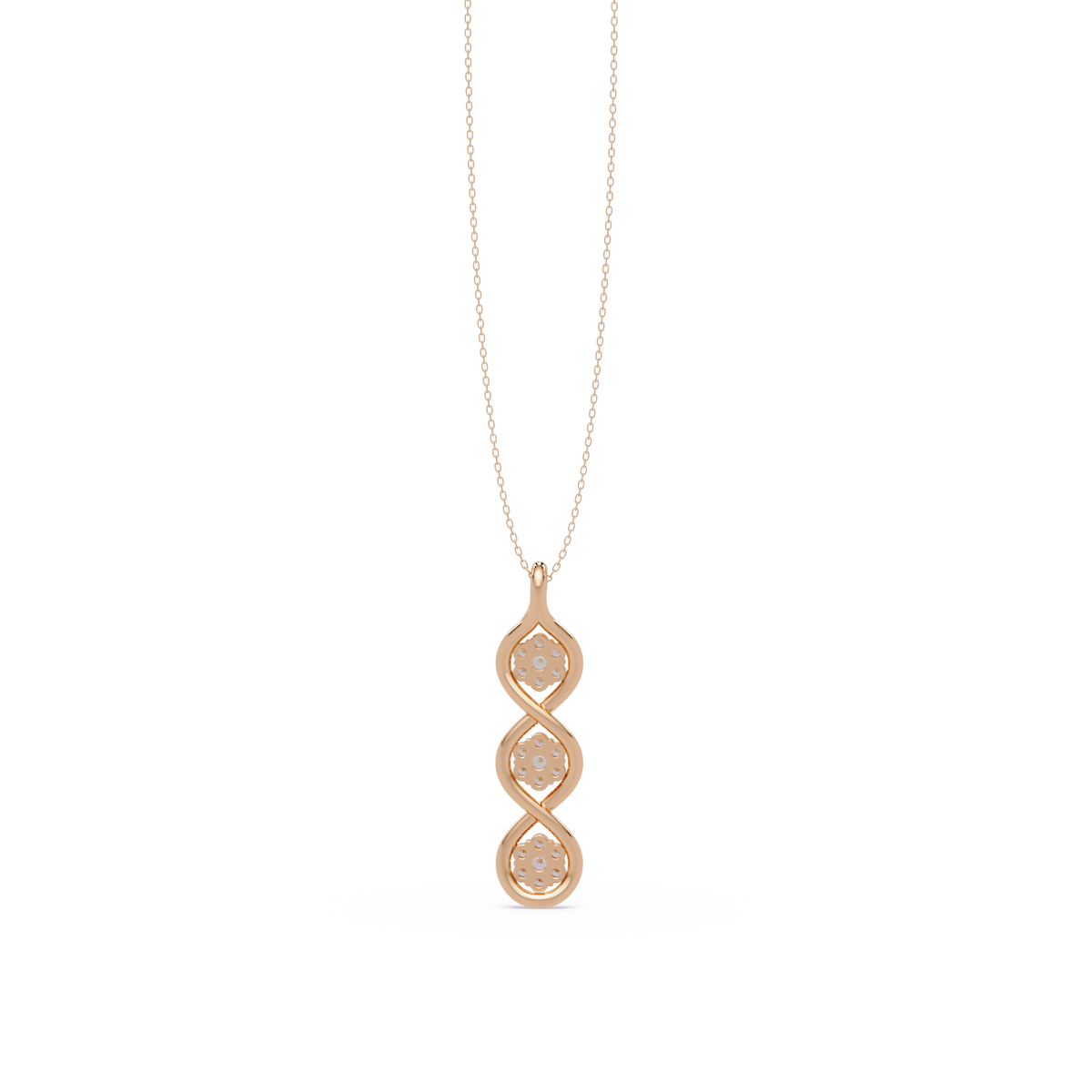 Round Cut Lab Grown Diamond Floral Prong Set Rose Gold Pendant - HIGHCARAT DIAMONDS