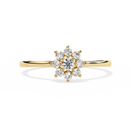 Round Cut Lab Grown Diamond Flower Shape  Halo Style Cluster Prong Set Daily Wear Ring - HIGHCARAT DIAMONDS