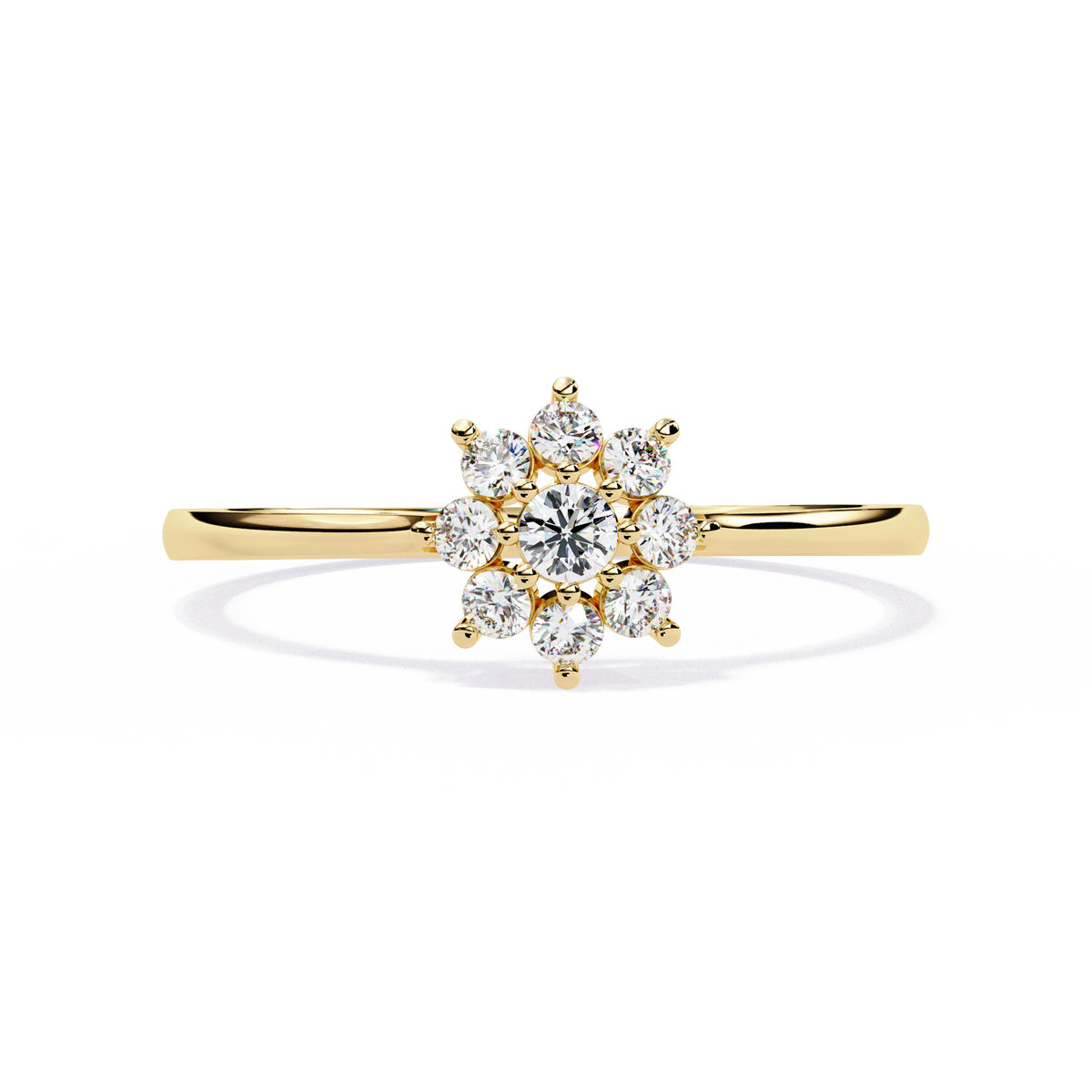 Round Cut Lab Grown Diamond Flower Shape  Halo Style Cluster Prong Set Daily Wear Ring - HIGHCARAT DIAMONDS