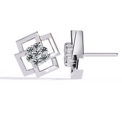 Lab Grown Diamond Flower Stud Earring Top View