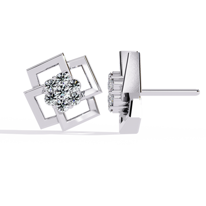 Lab Grown Diamond Flower Stud Earring Top View