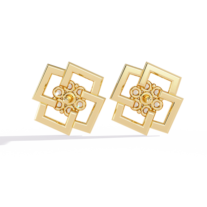 Round Cut Lab Grown Diamond Flower Earrings Facet Detail