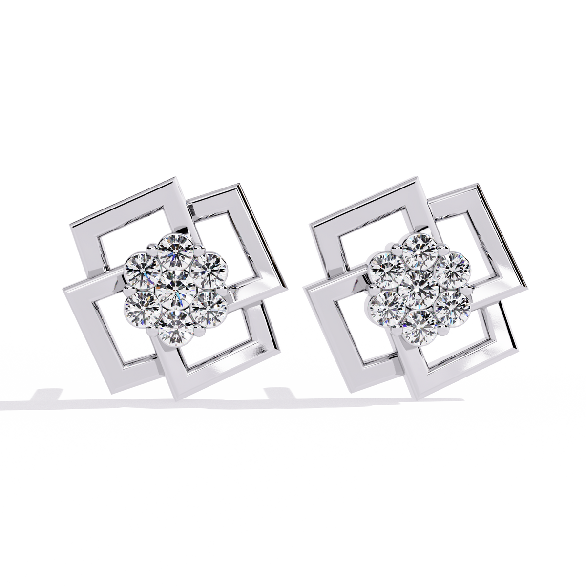 Round Cut Lab Grown Diamond Flower Shape 14K Solid Yellow Gold  Antique Dainty Stud Earring For Eco Friendly Gift - HIGHCARAT DIAMONDS