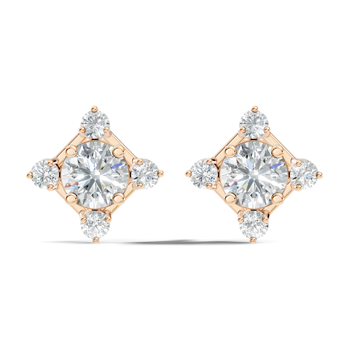 Lab-Grown Round Cut Diamond Stud Earrings In 14K Solid Gold Vintage Style Gift For Her - HIGHCARAT DIAMONDS