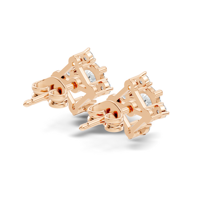 Lab-Grown Round Cut Diamond Stud Earrings In 14K Solid Gold Vintage Style Gift For Her - HIGHCARAT DIAMONDS