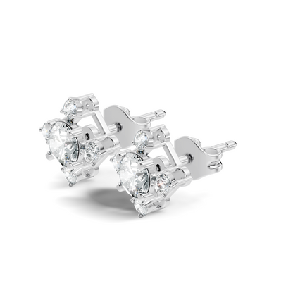 Lab-Grown Round Cut Diamond Stud Earrings In 14K Solid Gold Vintage Style Gift For Her - HIGHCARAT DIAMONDS