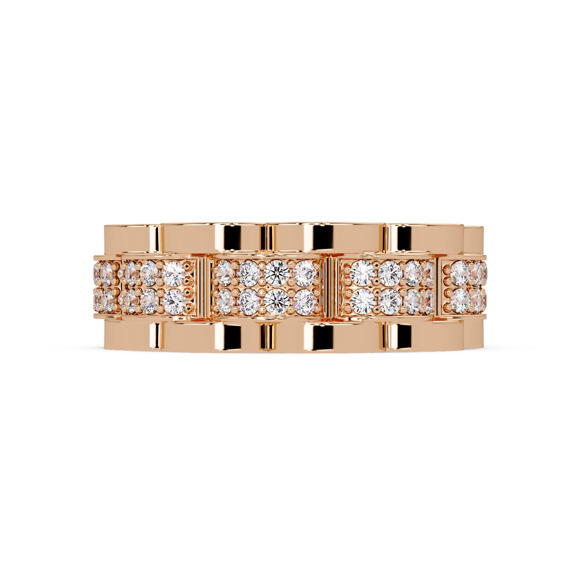 Round Cut Lab Grown Diamond Full Eternity Men's Rose Gold Wedding Band - HIGHCARAT DIAMONDS