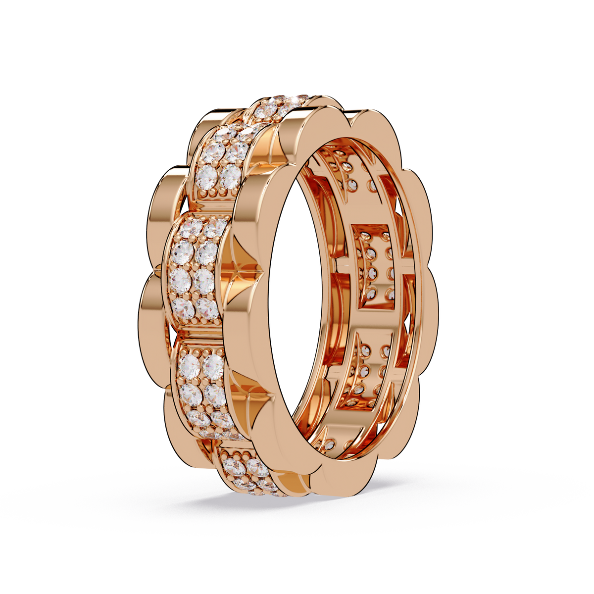 Round Cut Lab Grown Diamond Full Eternity Men's Rose Gold Wedding Band - HIGHCARAT DIAMONDS