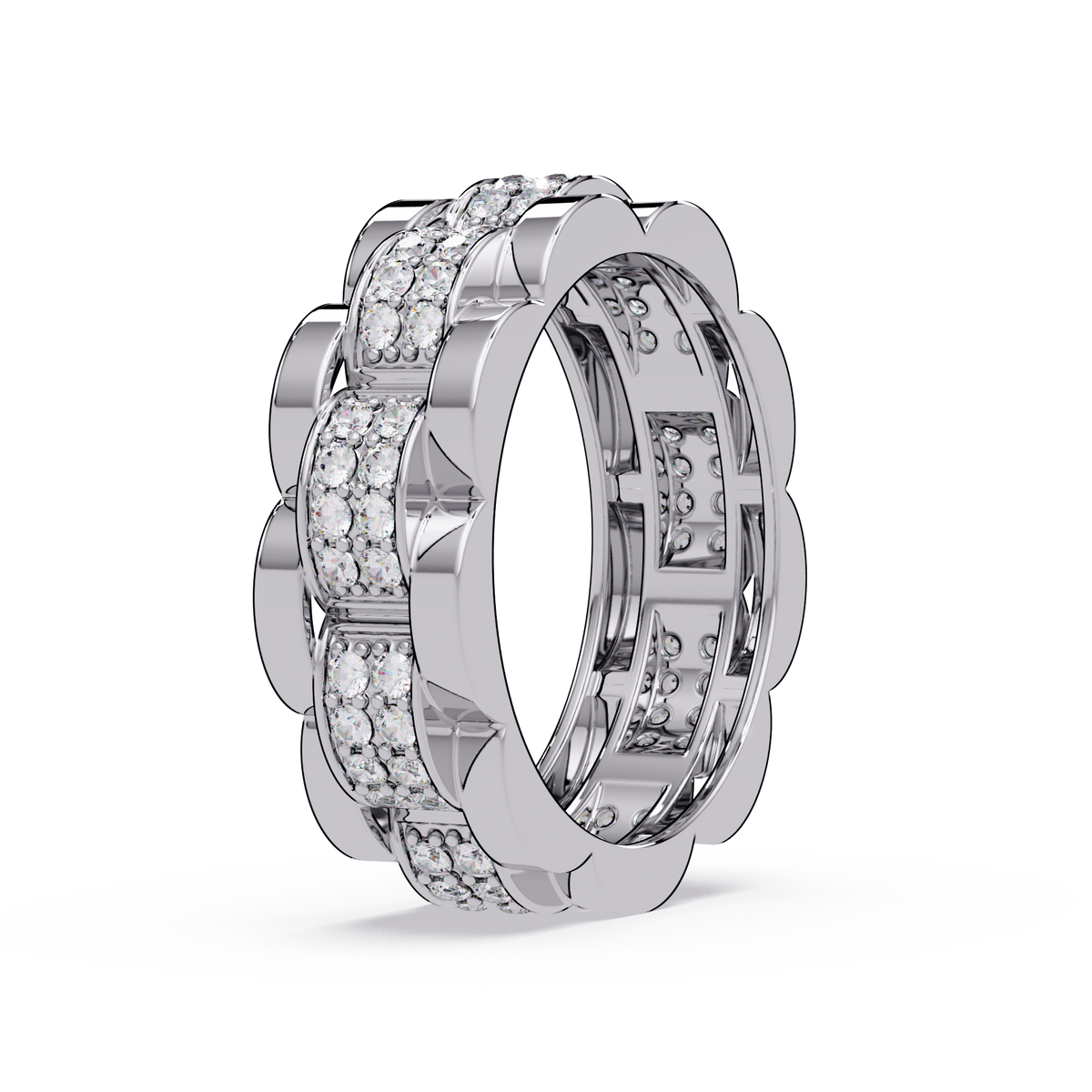 Round Cut Lab Grown Diamond Full Eternity Men's Rose Gold Wedding Band - HIGHCARAT DIAMONDS
