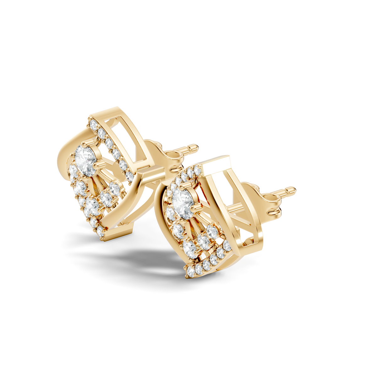 Classic Round Cut Diamond Stud Earring For Women In 14K Solid Yellow Gold - HIGHCARAT DIAMONDS