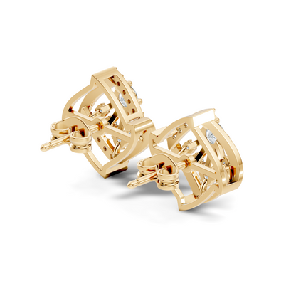 Classic Round Cut Diamond Stud Earring For Women In 14K Solid Yellow Gold - HIGHCARAT DIAMONDS