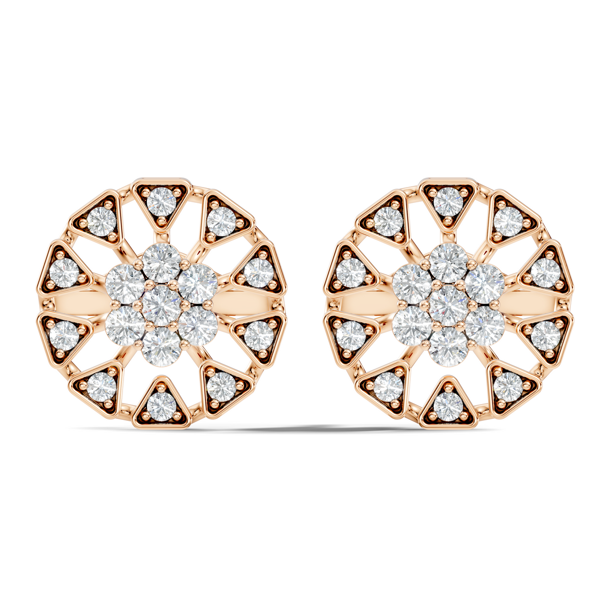 10k Solid Gold Round Shape Diamond Stunning Elegance Vintage Type  Studs Diamond Earrings - HIGHCARAT DIAMONDS